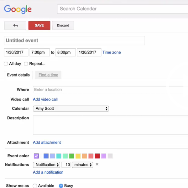 Google Calendar with multiple time zones