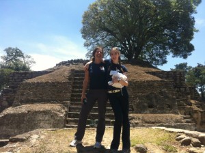 Tammy and her daughter at the Mayan ruins at Iximche