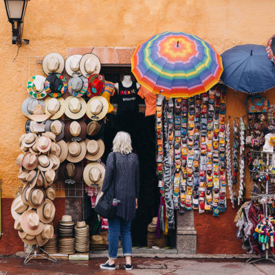 Amy shopping in a market in Mexico